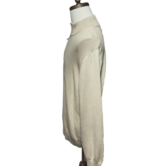 Spring + Mercer Sweater Mens Large Beige Tan 1/4 Zip Pullover Mock Neck NWT - Picture 6 of 10